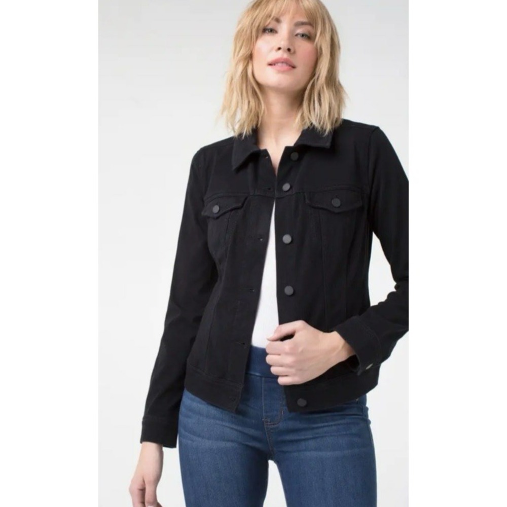 Liverpool Los Angeles Powerflex Soft Denim Jean Jacket Black Size S Stretch